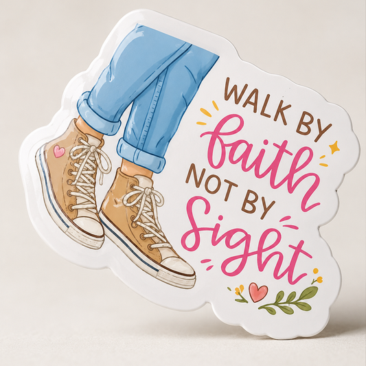 WALK BY FAITH NOT BY SIGHT Christian Sticker | Faith Vinyl Decal | Cute Religious Laptop Sticker