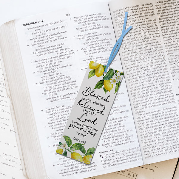 Luke 1:45 Christian Bookmark – Blessed Is She Who Believed Scripture Bookmark
