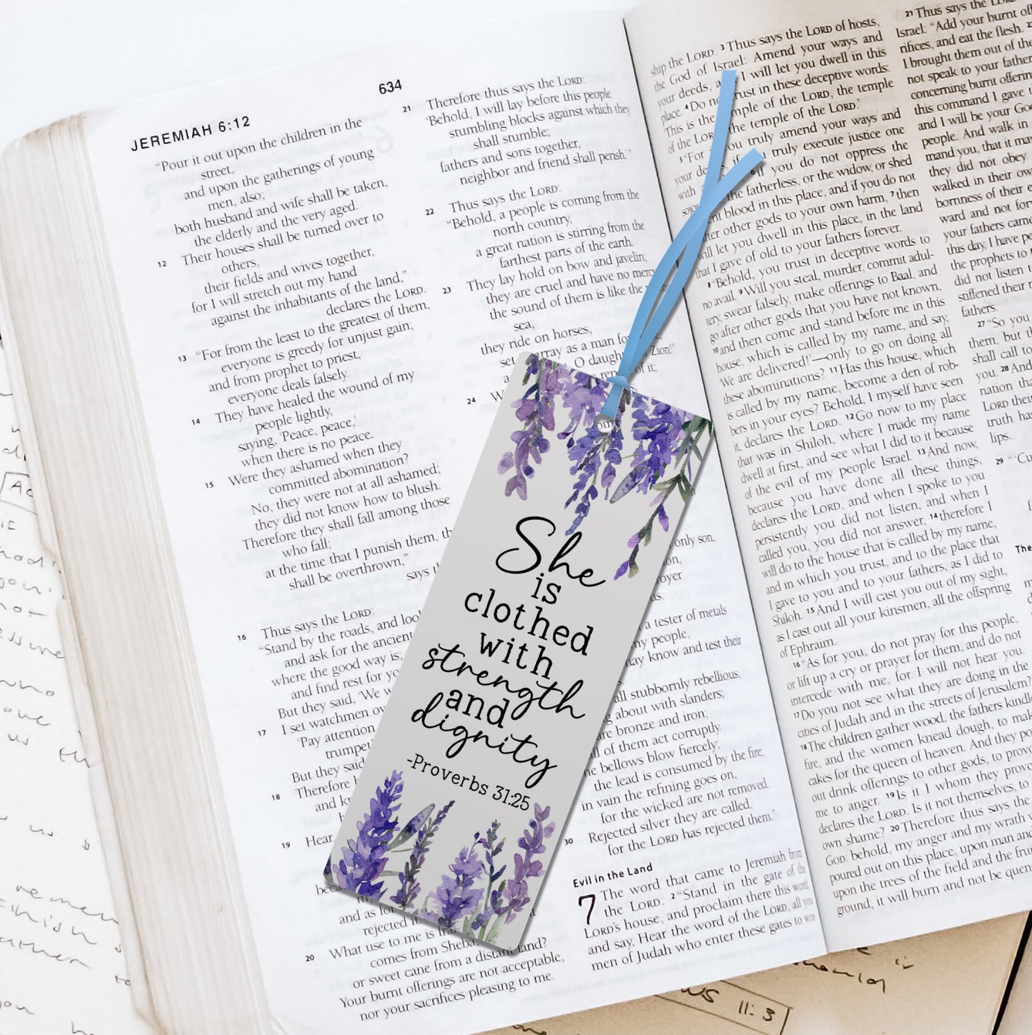 Proverbs 31:25 Christian Bookmark – “She is clothed with Strength” Bible Verse Bookmark