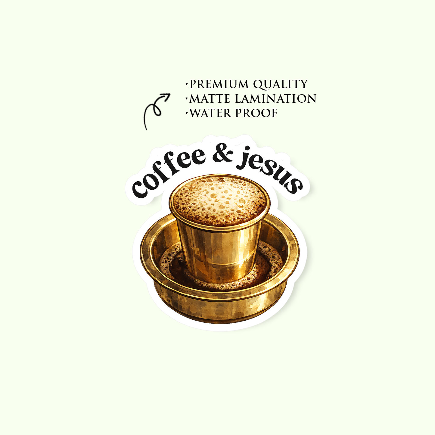 COFFEE + JESUS | Waterproof Matte Vinyl Easter Faith Sticker