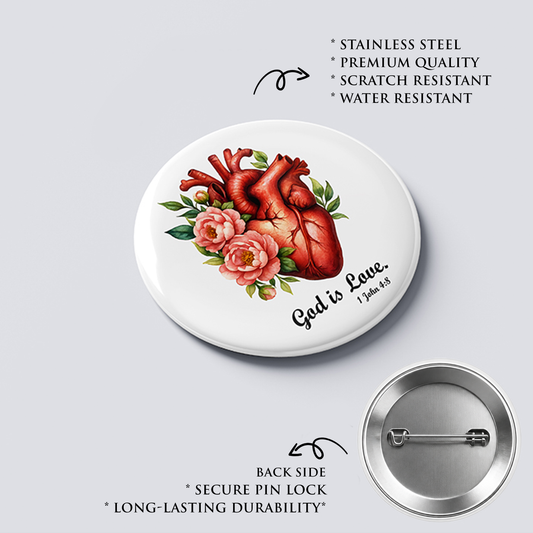 GOD IS LOVE : Christian Decor | Premium Quality Round Badge