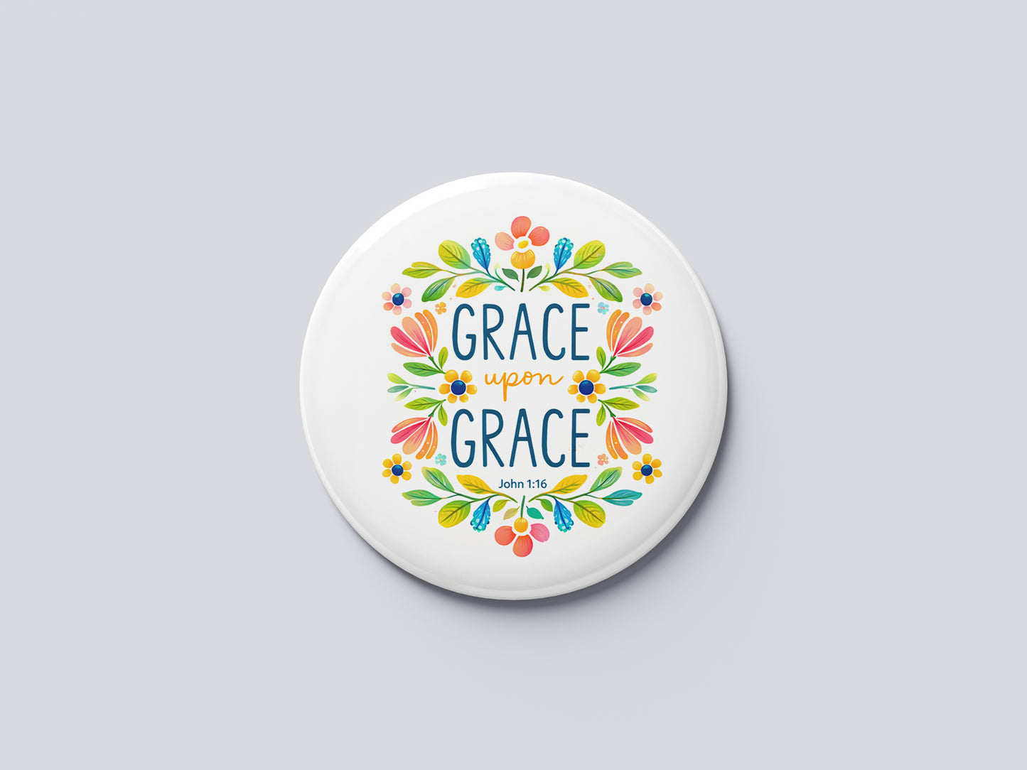 Grace Upon Grace Fridge Magnet | Christian Decor | Premium Quality Round Badge