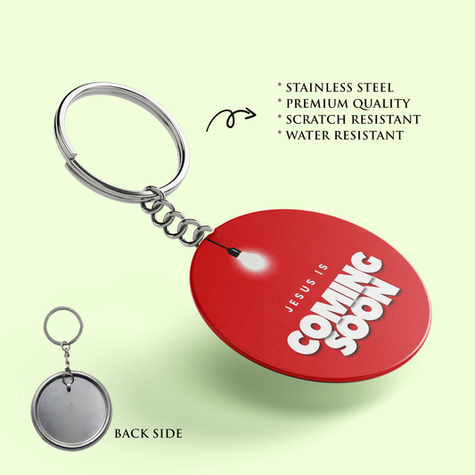 JESUS COMING SOON : Stainless Steel Keyring | Bible Verse Keychain | Premium Stainless Steel