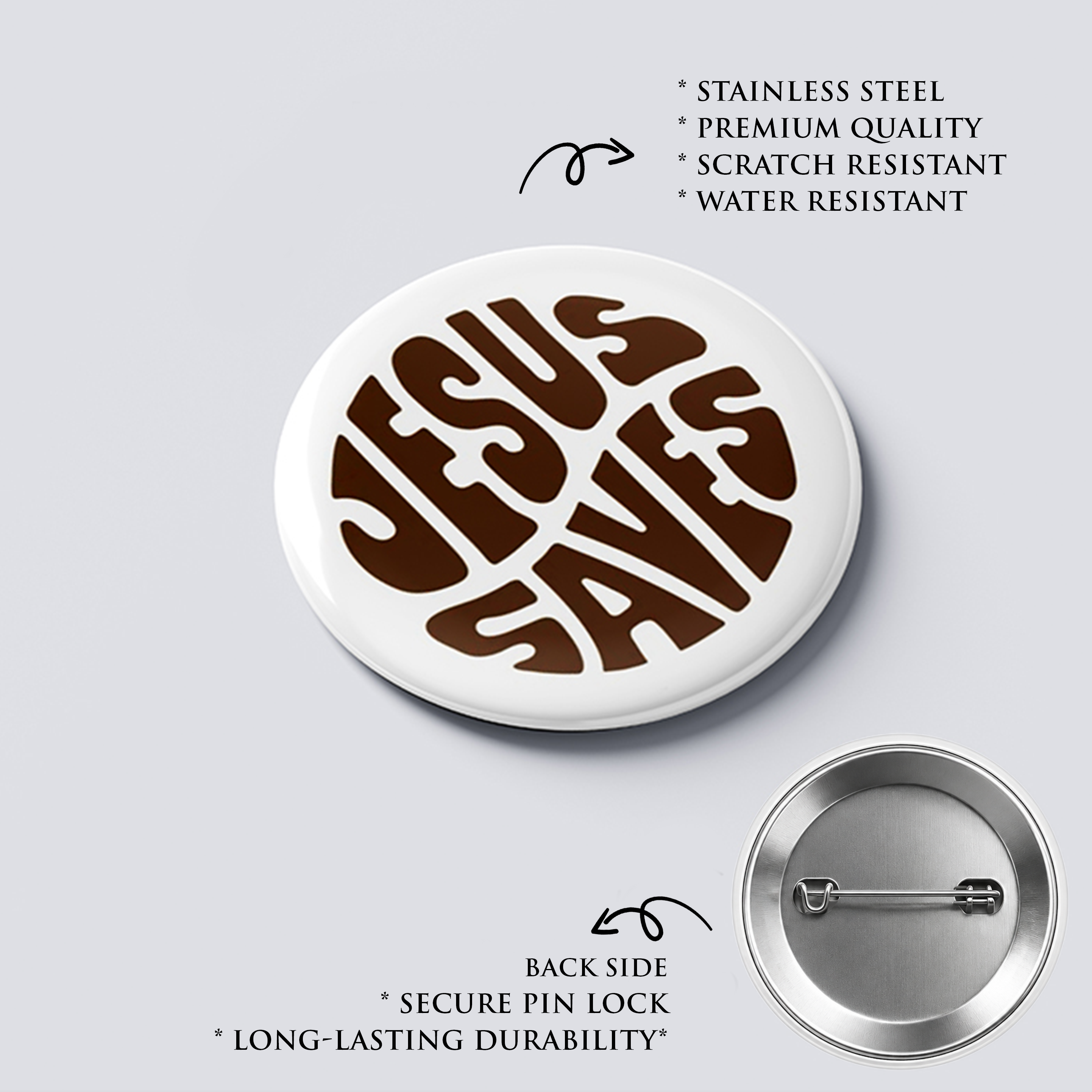 Christian Round Badge | Premium Quality Pin Badge | Faith and Frames