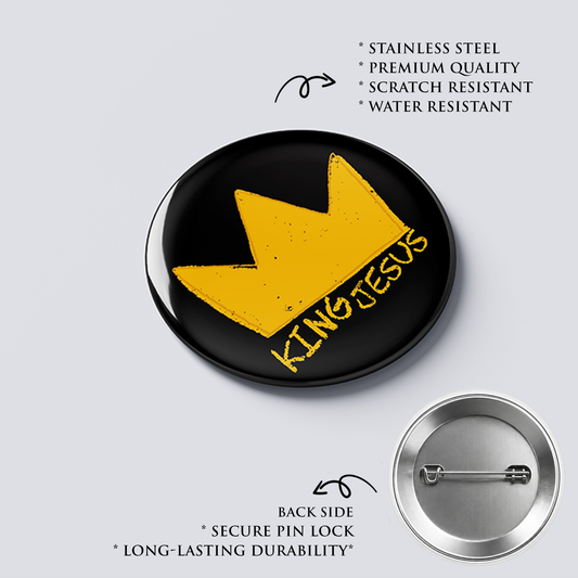 KING JESUS : Christian Decor | Premium Quality Round Badge