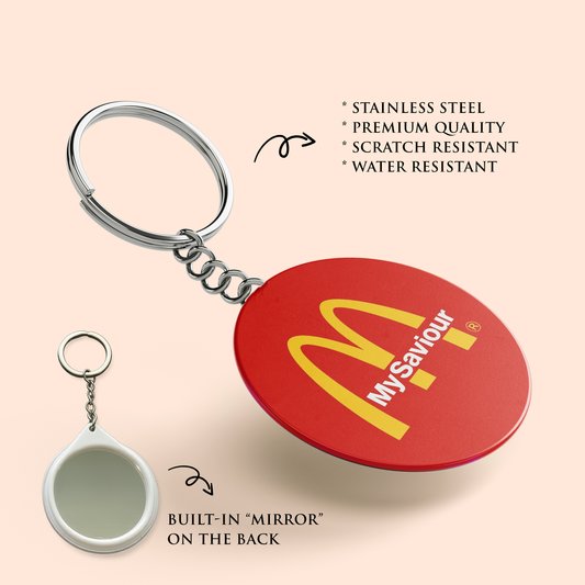 "MY SAVIOUR" Key Chain with Mirror | Christian Decor | Premium Quality Round Key Chain