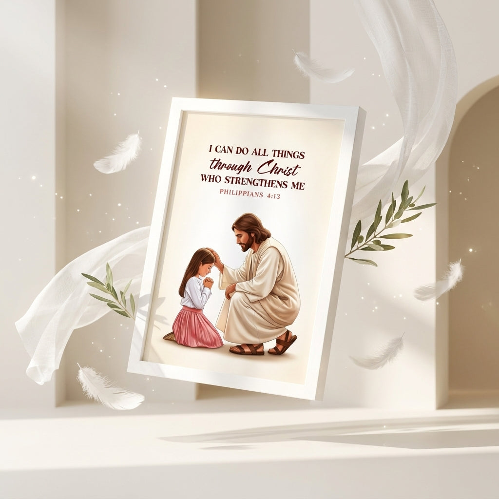 I CAN DO ALL THINGS THROUGH CHRIST : Table Frame | Philippians 4:13 Christian Desk Decor | A5, A4, A3 sizes Photo Frames
