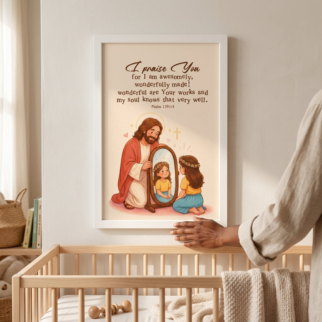 I Praise You For I Am Fearfully and Wonderfully Made Frame | Psalm 139:14 Christian Wall Art | A5, A4, A3 sizes Photo Frames