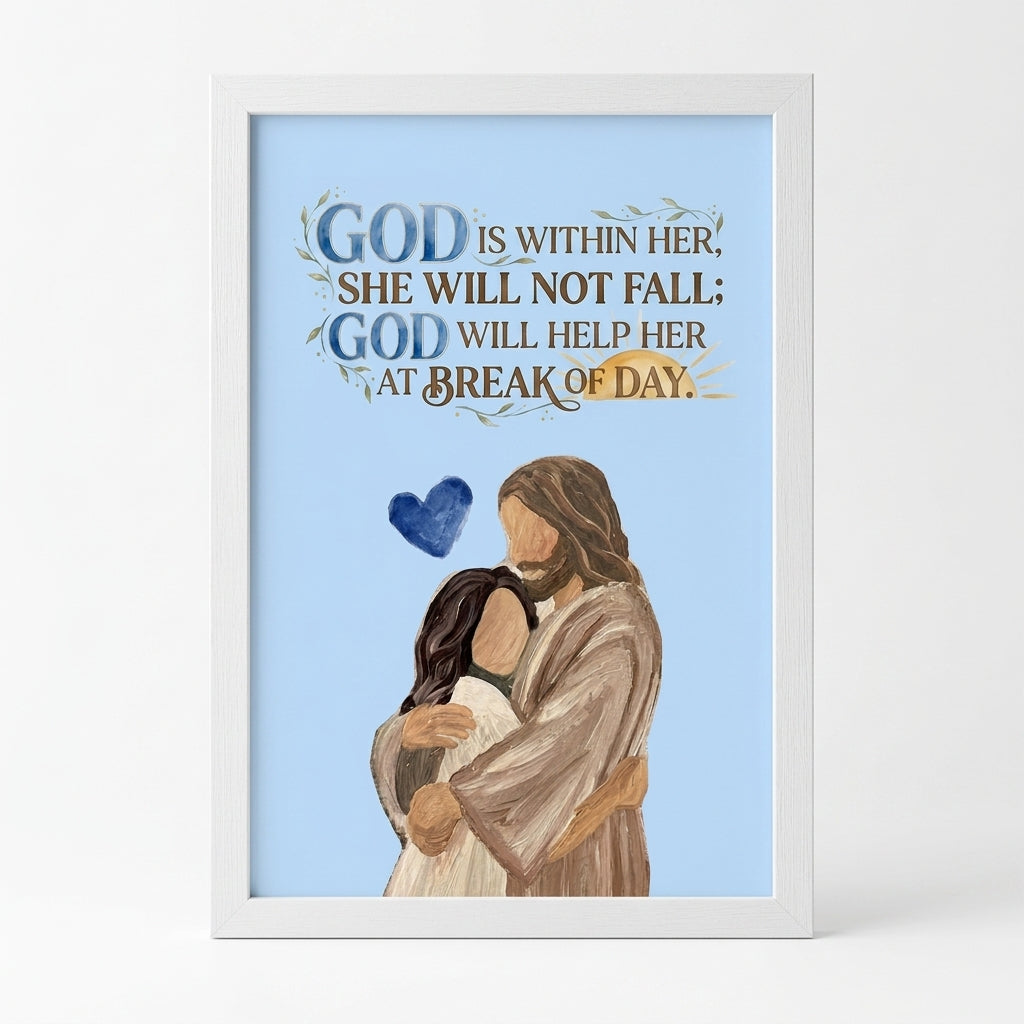 God Is Within Her Christian Wall Frame : Psalm 46:5 Bible Verse Decor | A5, A4, A3 sizes Photo Frames