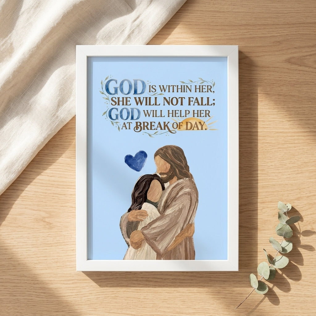 God Is Within Her Christian Wall Frame : Psalm 46:5 Bible Verse Decor | A5, A4, A3 sizes Photo Frames