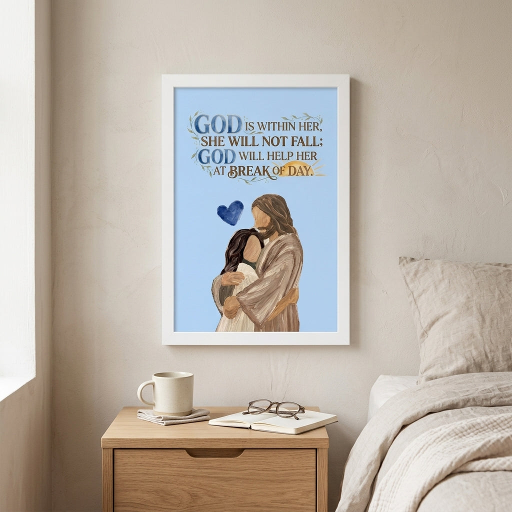God Is Within Her Christian Wall Frame : Psalm 46:5 Bible Verse Decor | A5, A4, A3 sizes Photo Frames