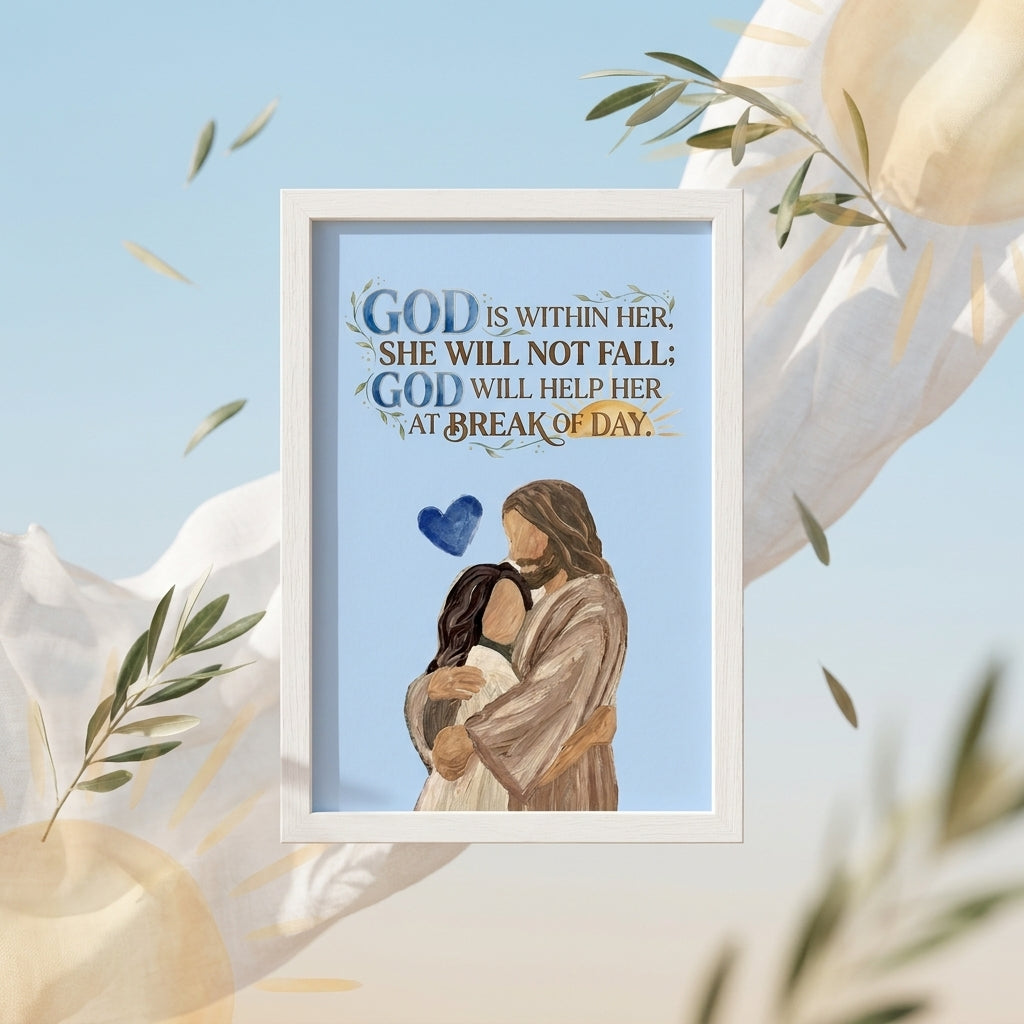 God Is Within Her Christian Wall Frame : Psalm 46:5 Bible Verse Decor | A5, A4, A3 sizes Photo Frames