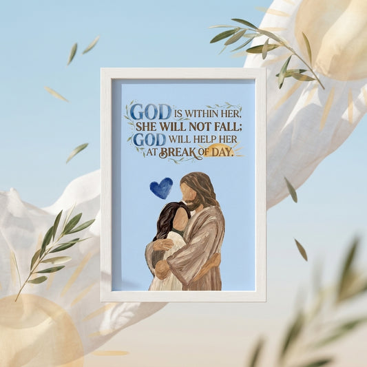 God Is Within Her Christian Wall Frame : Psalm 46:5 Bible Verse Decor | A5, A4, A3 sizes Photo Frames