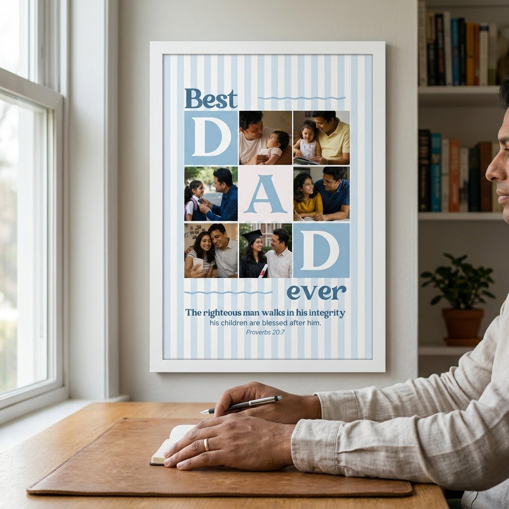 BEST DAD EVER : Christian Desk Decor | A5, A4, A3 sizes Photo Frames