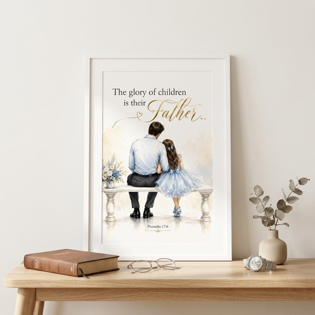 THE GLORY OF CHILDREN IS THEIR FATHER : Christian Desk Decor | A5, A4, A3 sizes Photo Frames