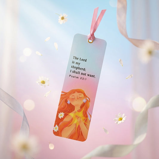 Psalm 23:1 Christian Bookmark with Satin Ribbon | The Lord Is My Shepherd Bible Verse Bookmark | Inspirational Gift for Women, Kids & Bible Readers