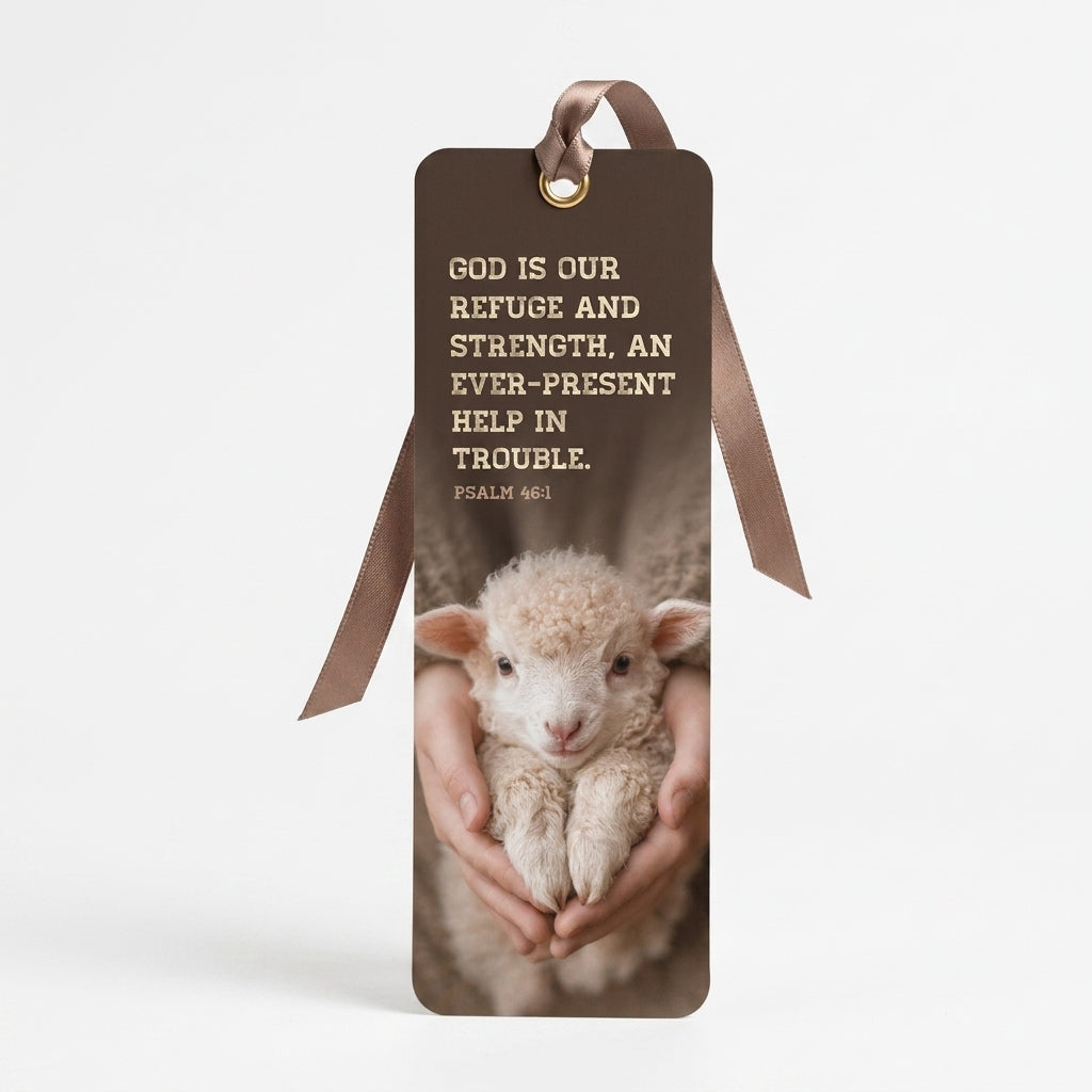 Psalm 46:1 Christian Bookmark with Satin Ribbon | Bible Verse | Inspirational Scripture Gift for Bible Readers