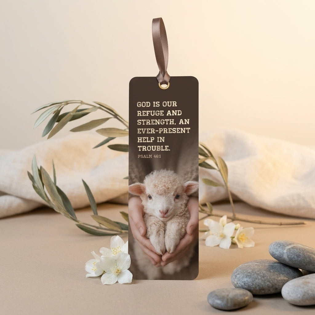 Psalm 46:1 Christian Bookmark with Satin Ribbon | Bible Verse | Inspirational Scripture Gift for Bible Readers