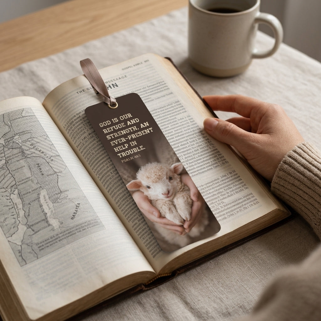 Psalm 46:1 Christian Bookmark with Satin Ribbon | Bible Verse | Inspirational Scripture Gift for Bible Readers