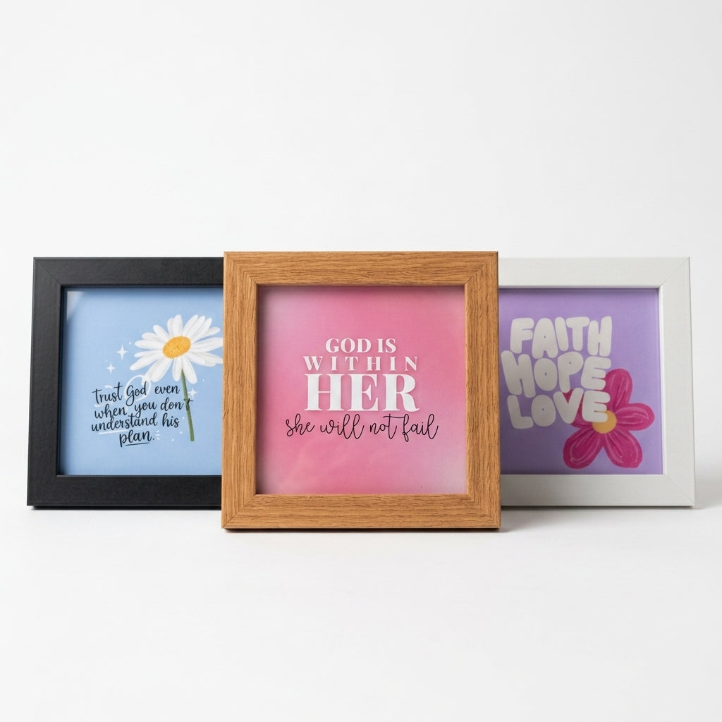 Christian Mini Frames Collection | Inspirational Bible Verse Tabletop Decor | Set of 3 Faith Mini Frames