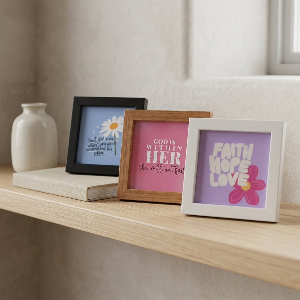 Christian Mini Frames Collection | Inspirational Bible Verse Tabletop Decor | Set of 3 Faith Mini Frames