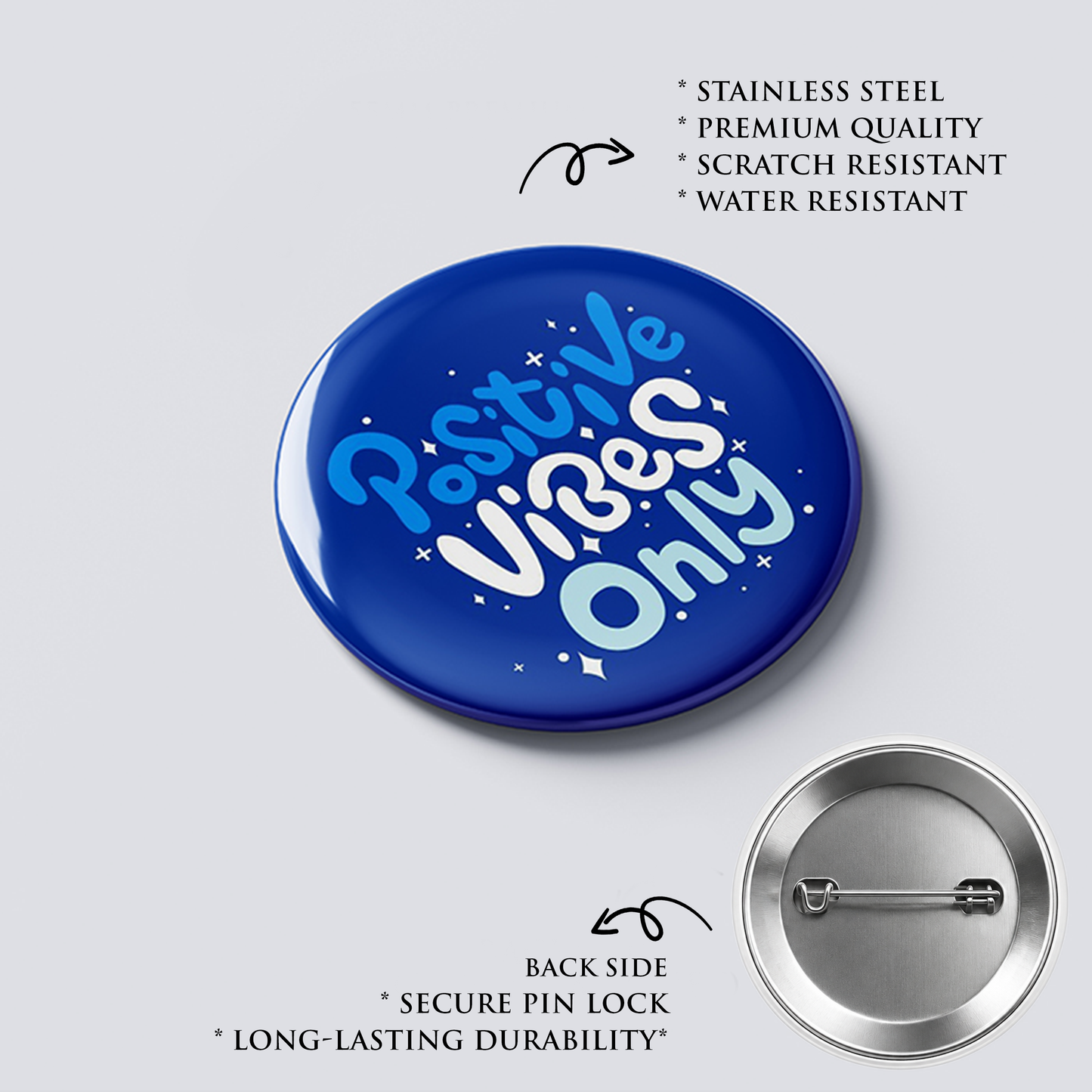 POSITIVE VIBES ONLY : Christian Decor | Premium Quality Round Badge