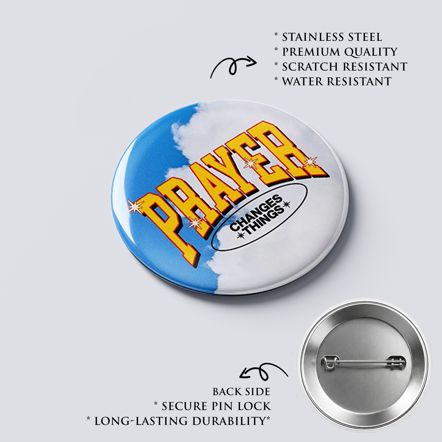 PRAYER CHANGES THINGS : Christian Decor | Premium Quality Round Badge