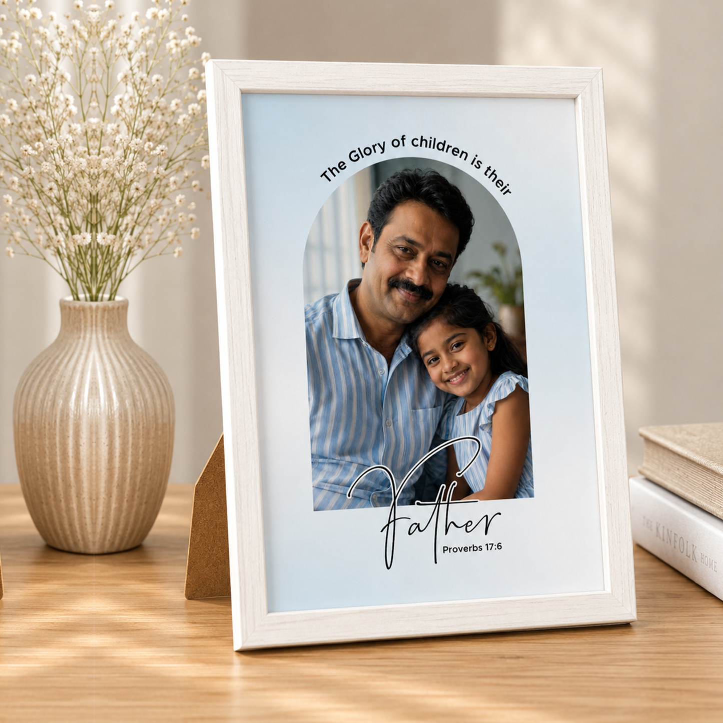 FATHER’S DAY CHRISTIAN GIFT_Proverbs 17:6 : Christian Desk Decor | A5, A4, A3 sizes Photo Frames