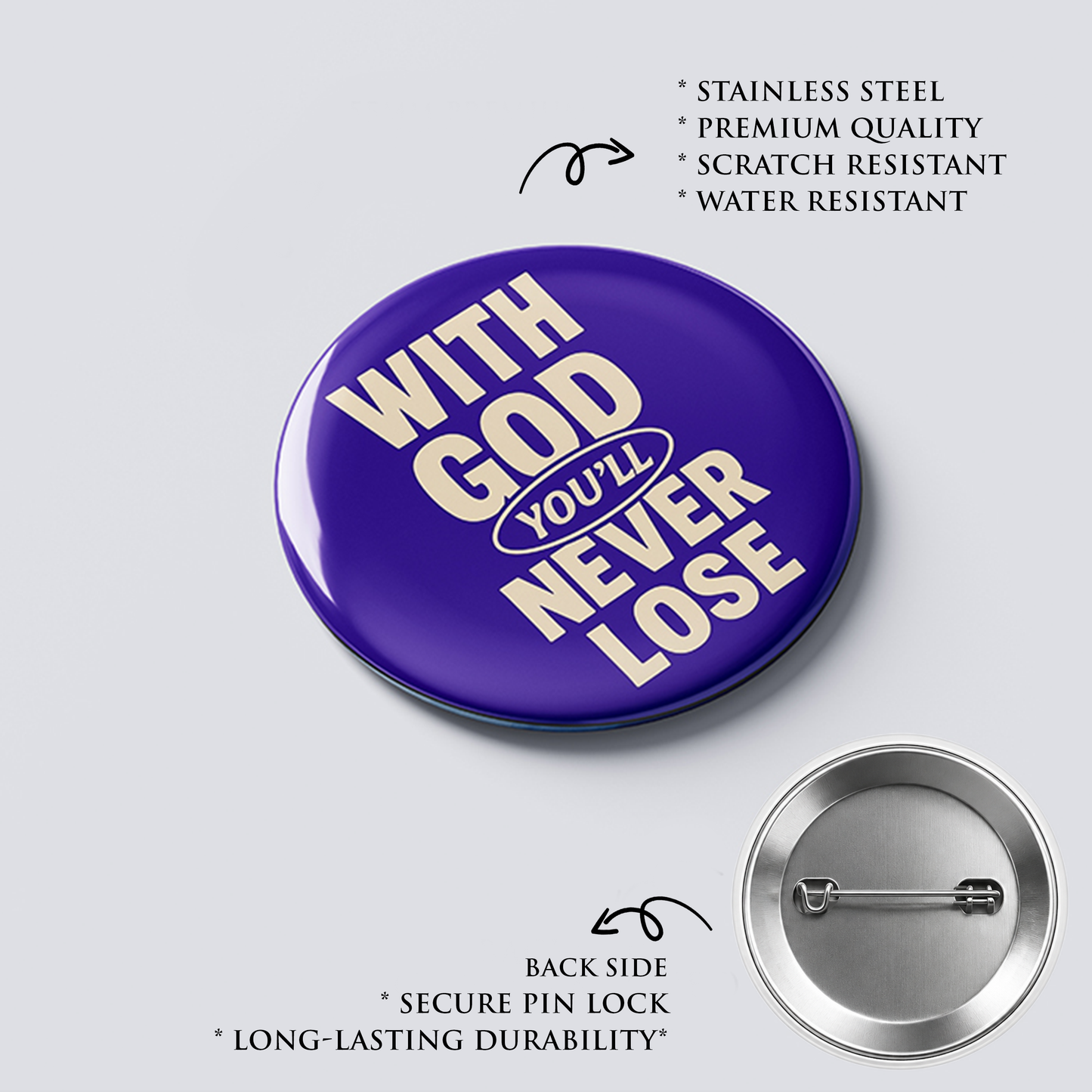 Pack of 6 Button Badges : Christian Decor | Premium Quality Round Badge
