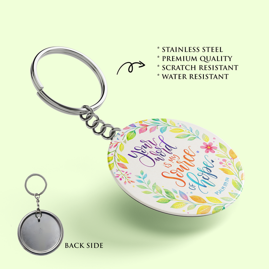 YOUR WORD IS MY SOURCE OF HOPE : Stainless Steel Keyring | Bible Verse Keychain | Premium Stainless Steel